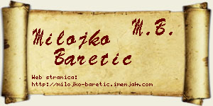 Milojko Baretić vizit kartica